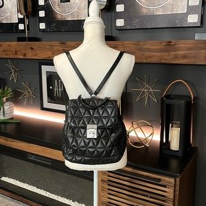 Michael Kors black leather quilted backpack